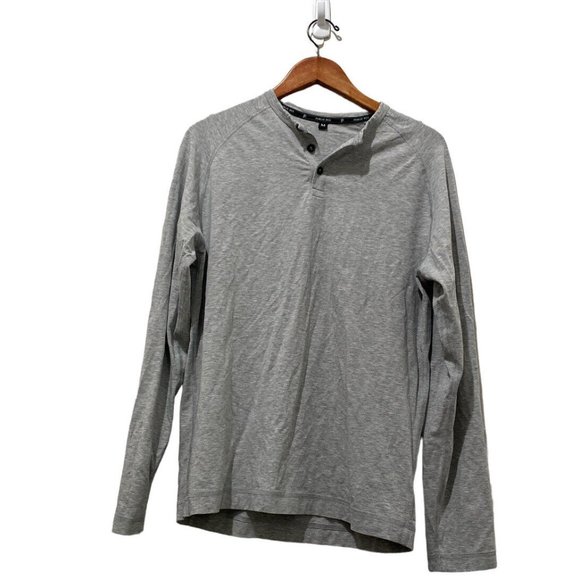 Public Rec Tops - Public Rec Go-To Long Sleeve Henley T Shirt Pima Cotton Tencel Wicking Gray Med